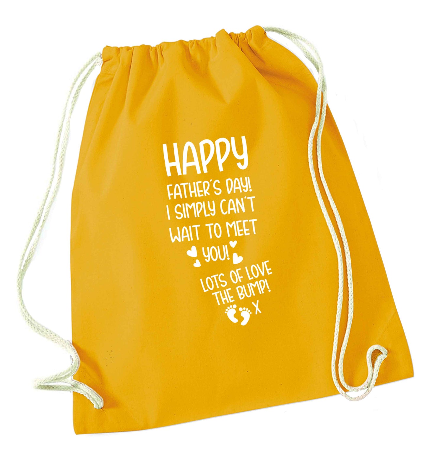 Happy Father's day daddy I can't wait to meet you lot's of love the bump! mustard drawstring bag