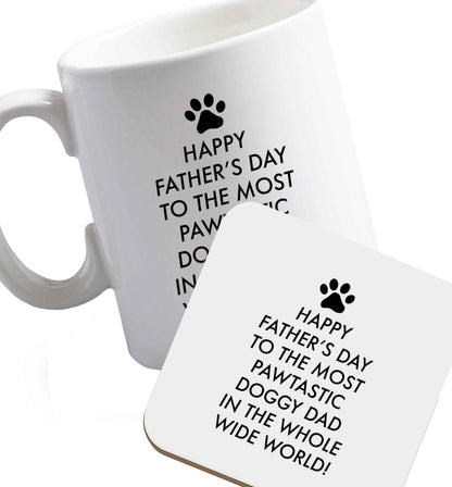 10 oz Favourite Type Pan Pancake ceramic mug and coaster set right handed