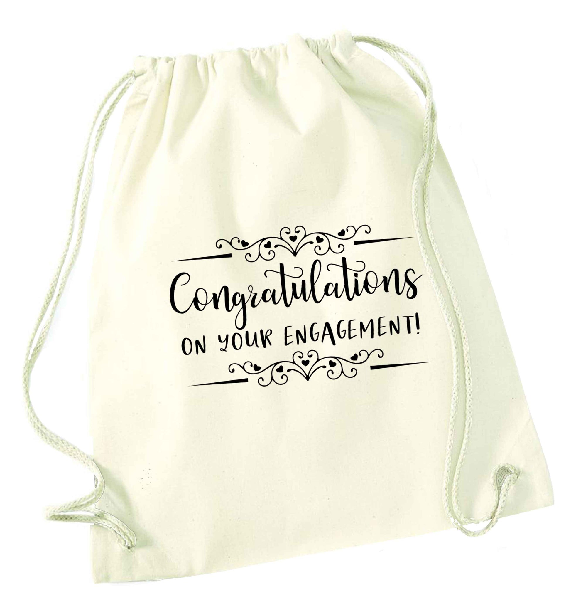 Congratulations on your engagement natural drawstring bag