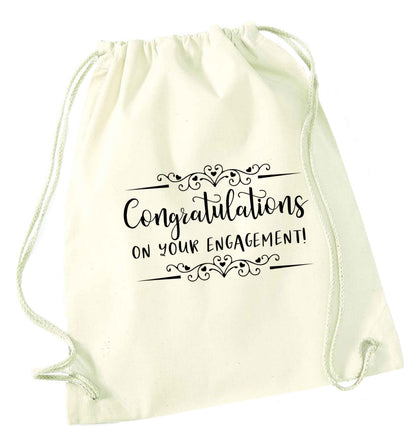 Congratulations on your engagement natural drawstring bag