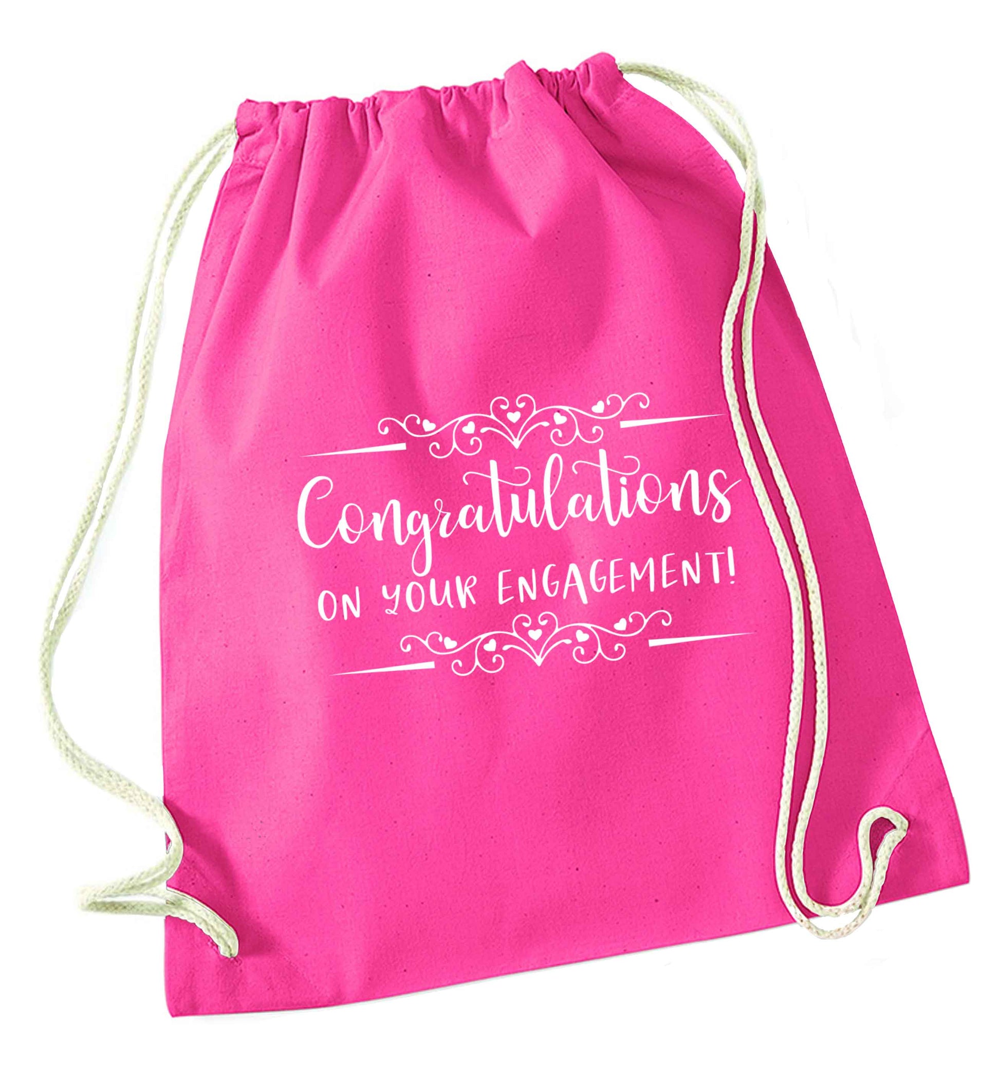 Congratulations on your engagement pink drawstring bag