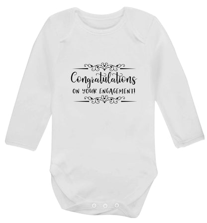 Congratulations on your engagement baby vest long sleeved white 6-12 months