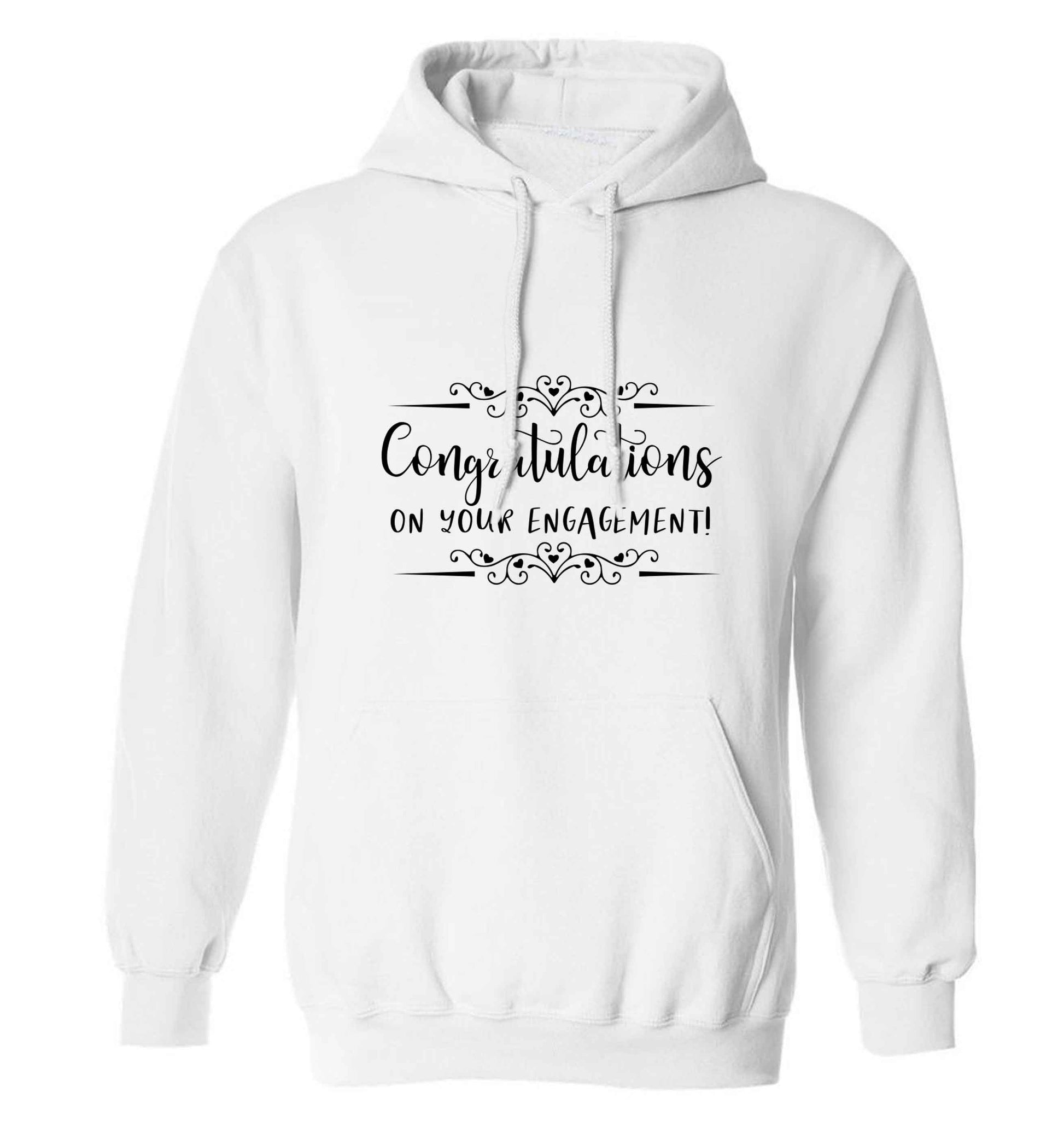 Congratulations on your engagement adults unisex white hoodie 2XL