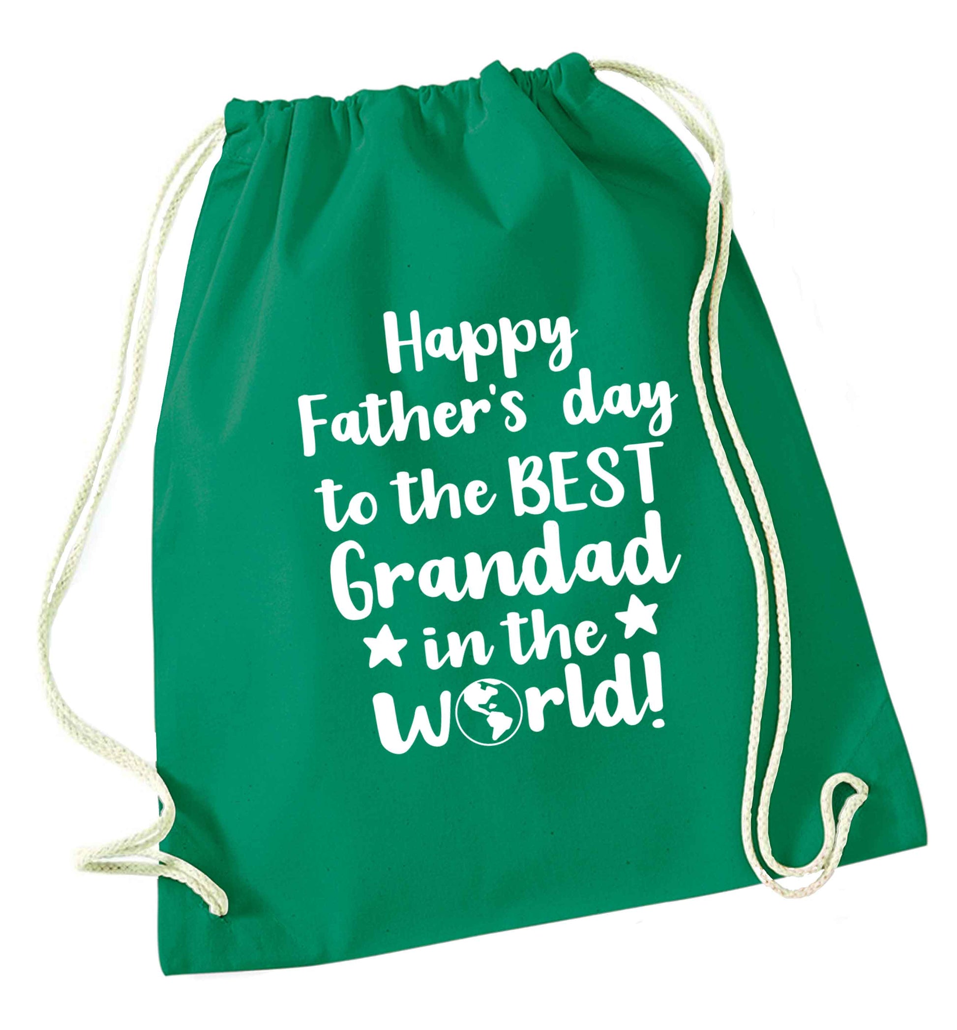 Happy Father's day to the best grandad in the world green drawstring bag
