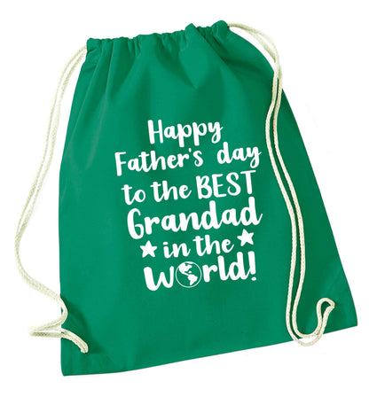 Happy Father's day to the best grandad in the world green drawstring bag