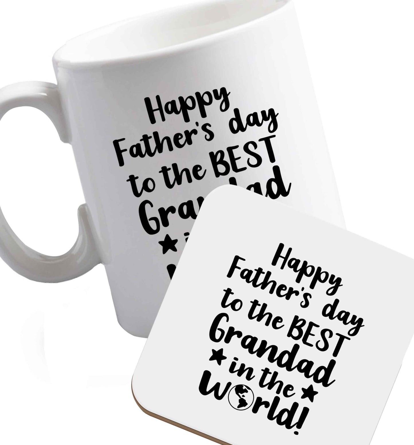 10 oz Favourite Type Pan Pancake ceramic mug and coaster set right handed