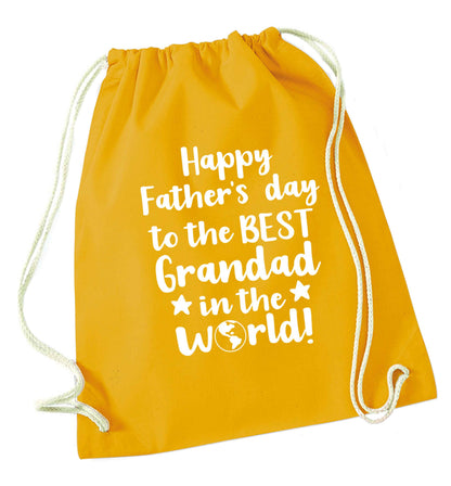 Happy Father's day to the best grandad in the world mustard drawstring bag