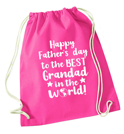 Happy Father's day to the best grandad in the world pink drawstring bag