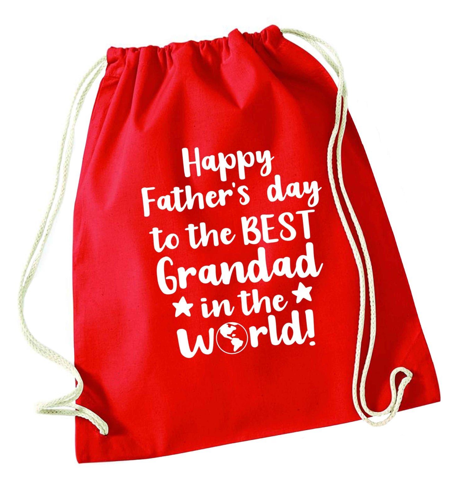 Happy Father's day to the best grandad in the world red drawstring bag 
