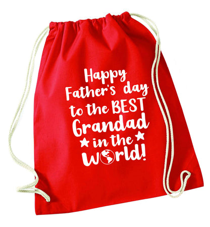 Happy Father's day to the best grandad in the world red drawstring bag 