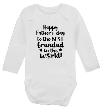 Happy Father's day to the best grandad in the world baby vest long sleeved white 6-12 months