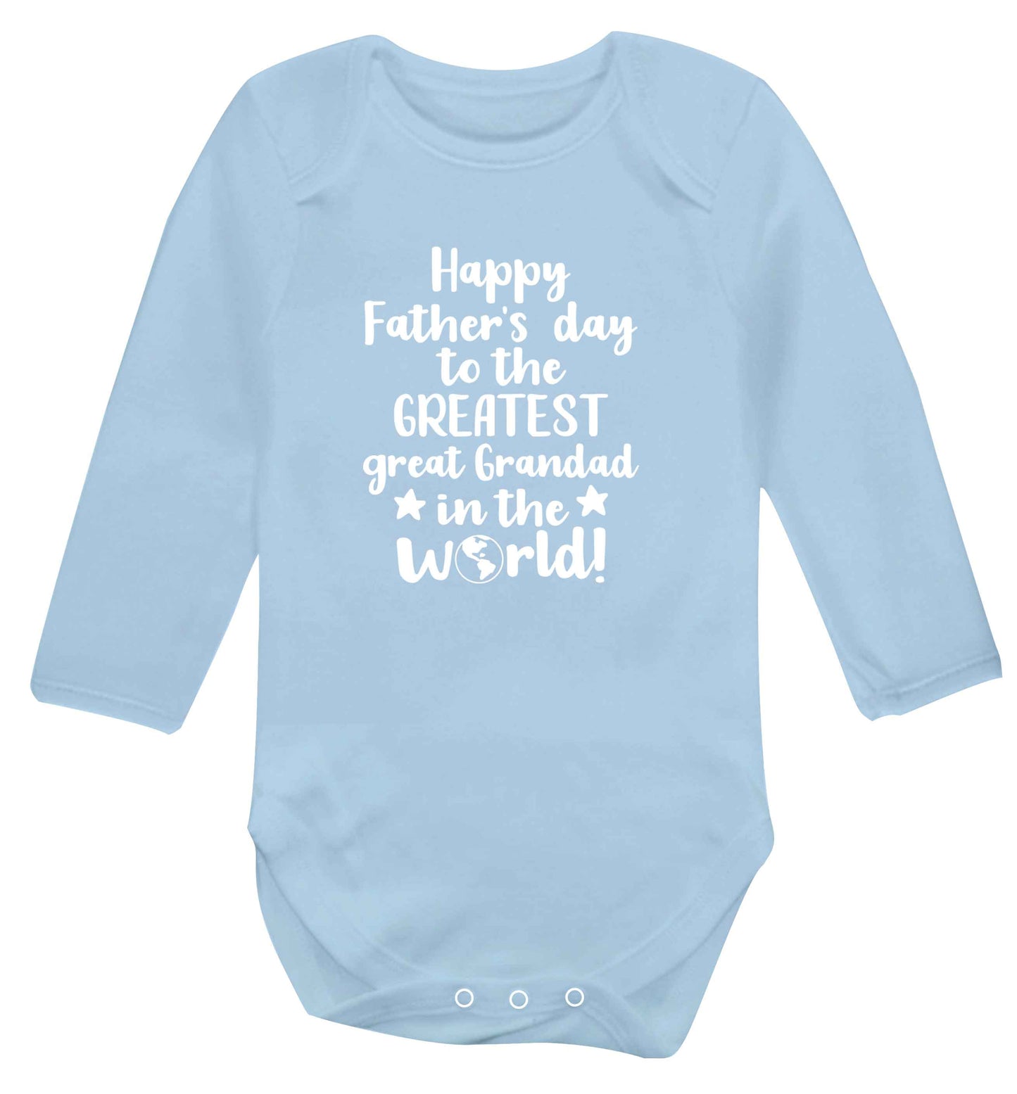 Happy Father's day to the greatest great grandad in the world baby vest long sleeved pale blue 6-12 months