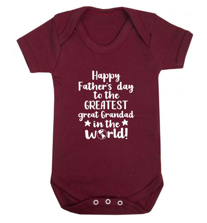 Happy Father's day to the greatest great grandad in the world baby vest maroon 18-24 months