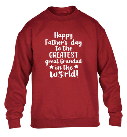 Happy Father's day to the greatest great grandad in the world children's grey sweater 12-13 Years