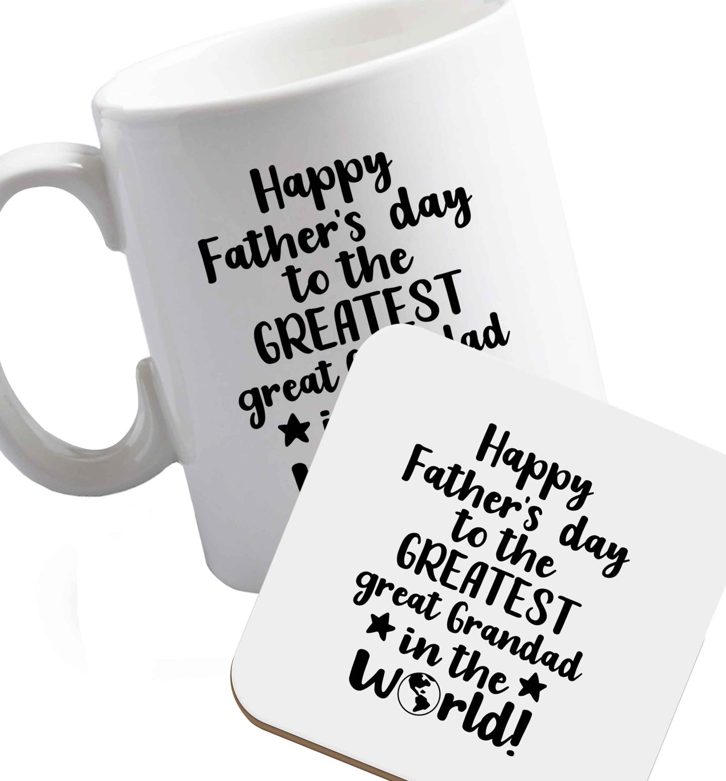 10 oz Favourite Type Pan Pancake ceramic mug and coaster set right handed