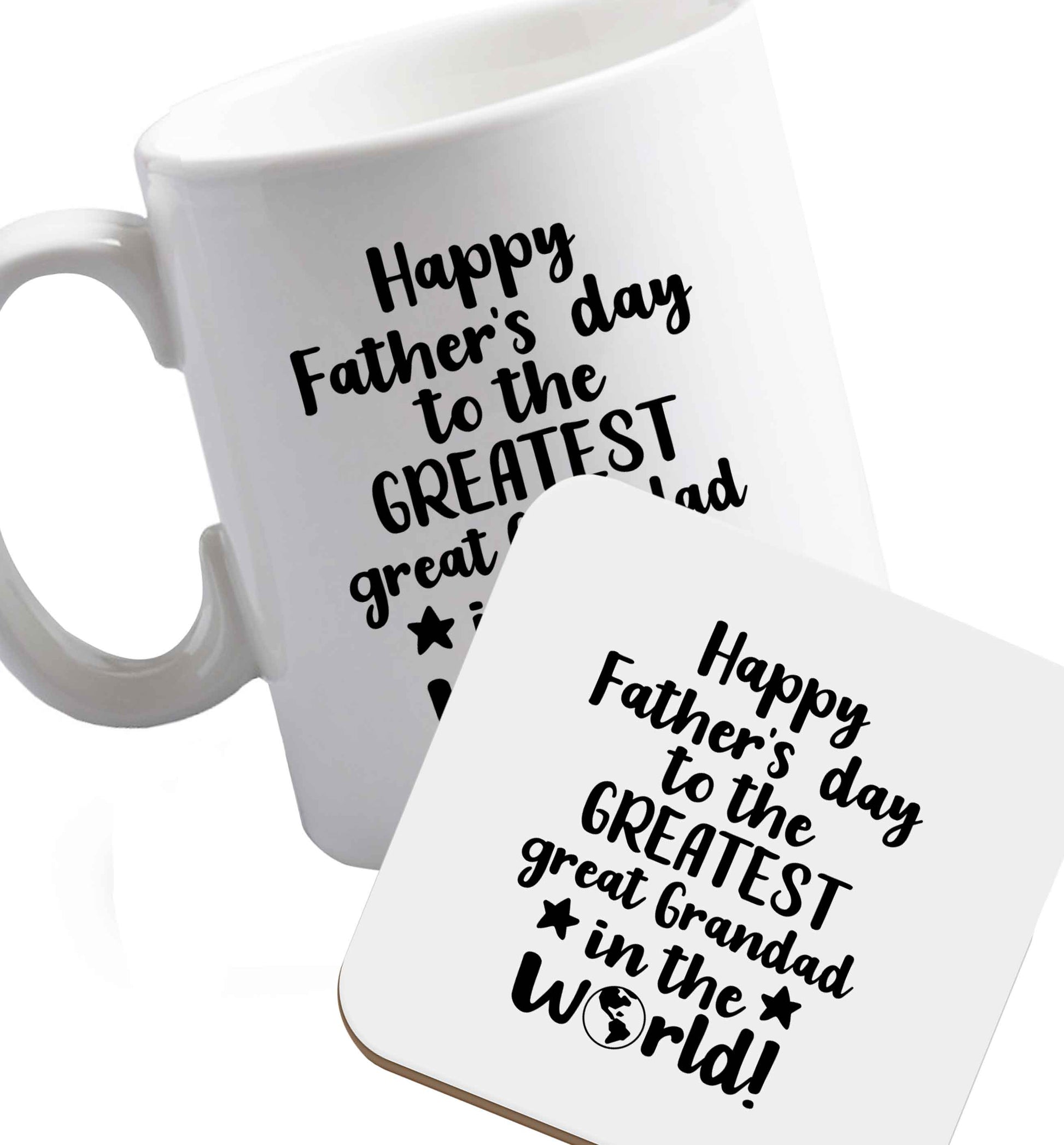 10 oz Favourite Type Pan Pancake ceramic mug and coaster set right handed