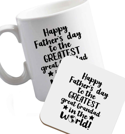 10 oz Favourite Type Pan Pancake ceramic mug and coaster set right handed