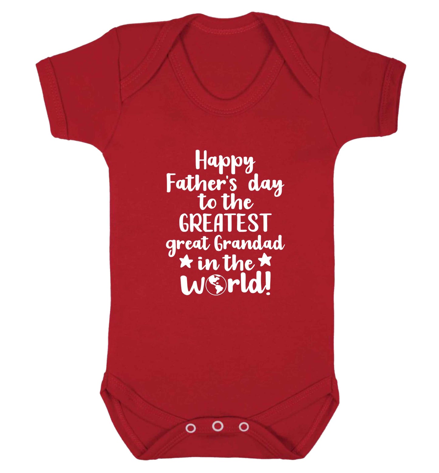 Happy Father's day to the greatest great grandad in the world baby vest red 18-24 months