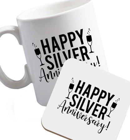 10 oz Favourite Type Pan Pancake ceramic mug and coaster set right handed