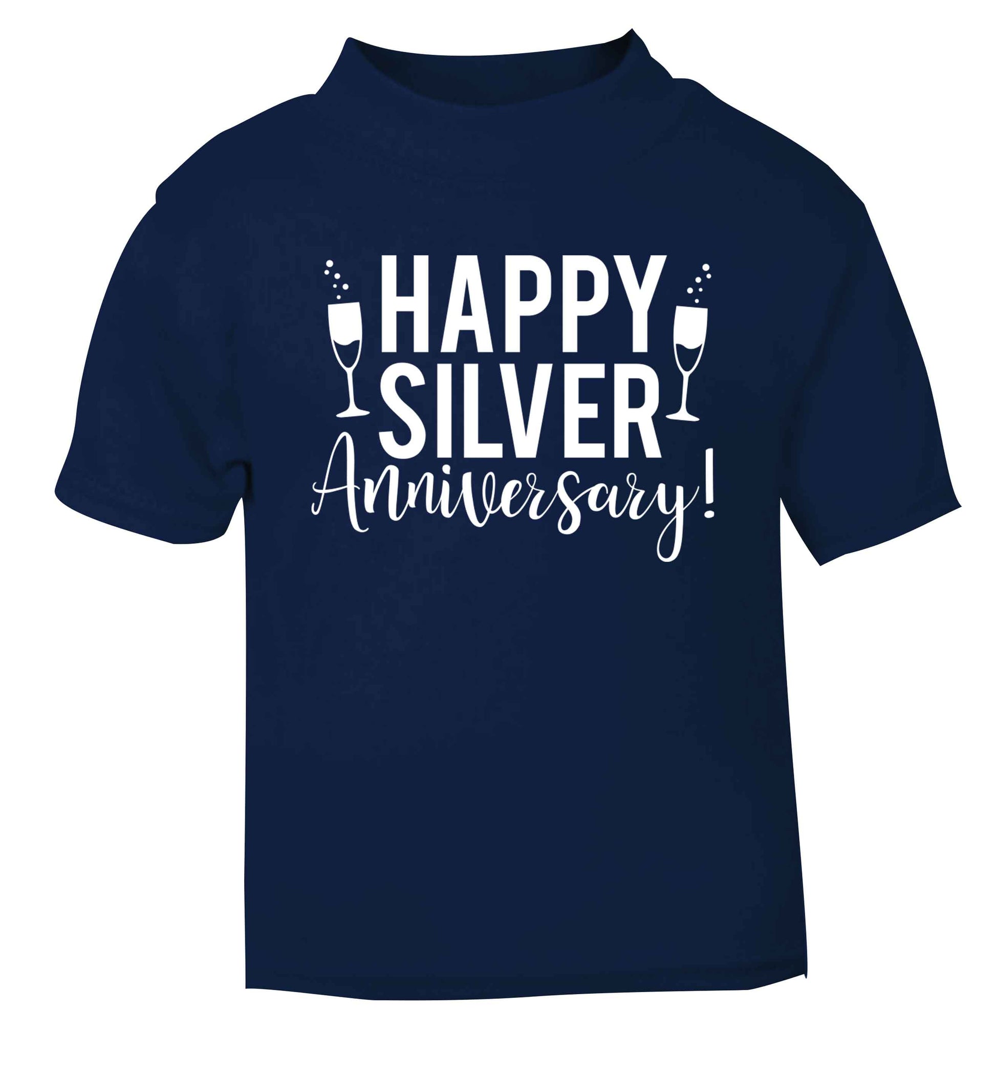 Happy silver anniversary! navy baby toddler Tshirt 2 Years