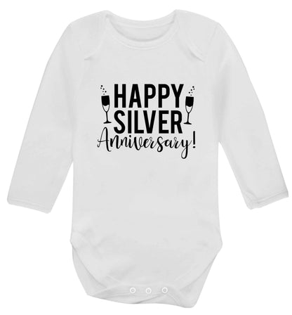 Happy silver anniversary! baby vest long sleeved white 6-12 months
