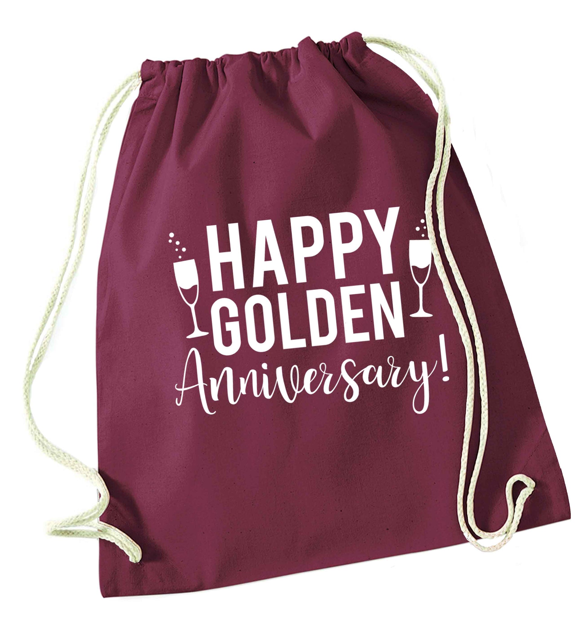Happy golden anniversary! maroon drawstring bag