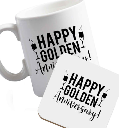 10 oz Favourite Type Pan Pancake ceramic mug and coaster set right handed