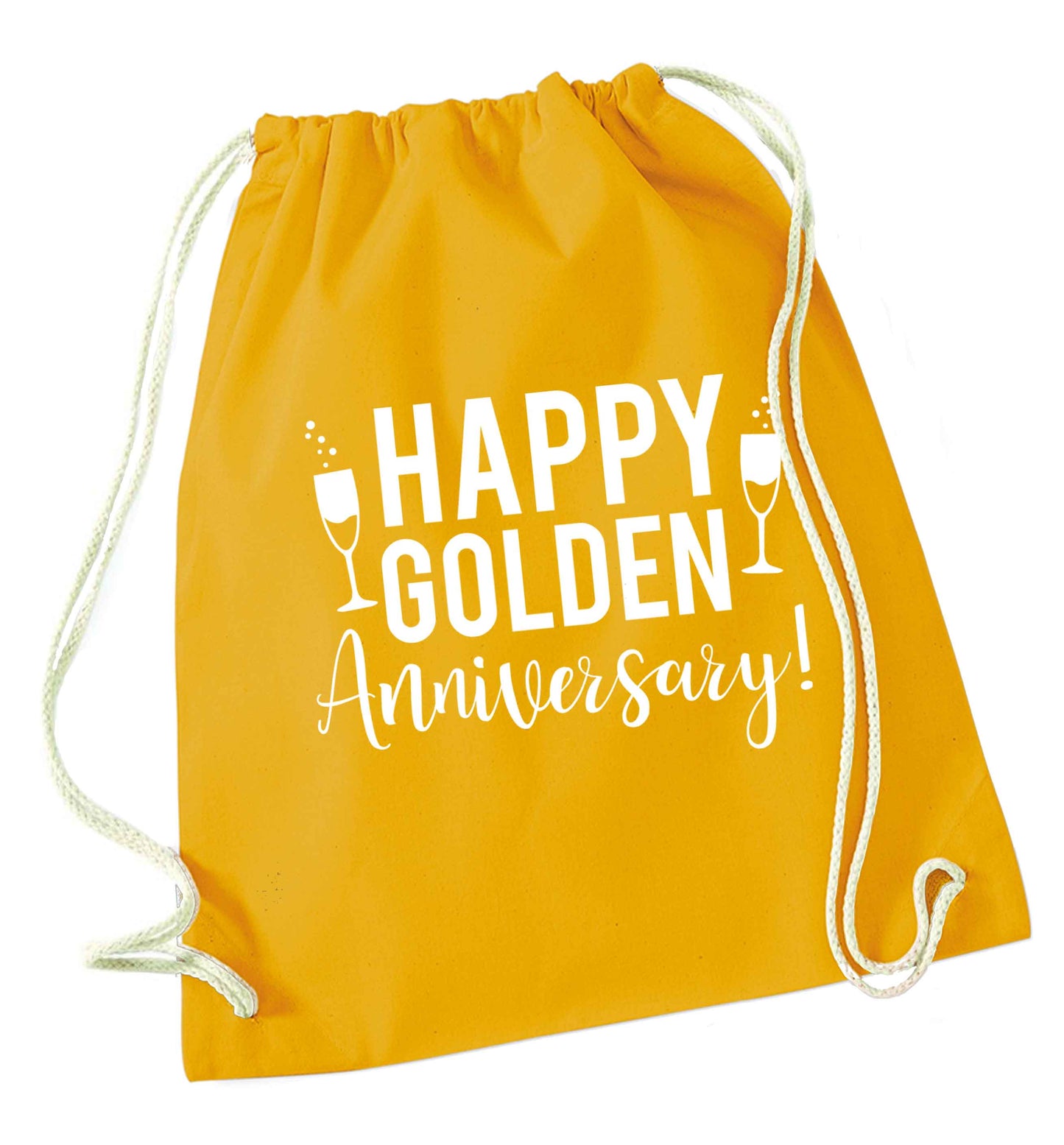 Happy golden anniversary! mustard drawstring bag