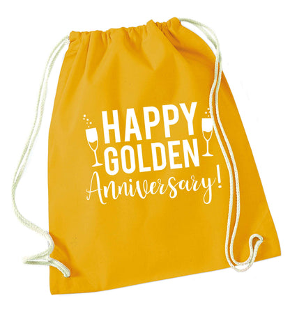 Happy golden anniversary! mustard drawstring bag