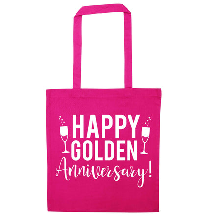 Happy golden anniversary! pink tote bag
