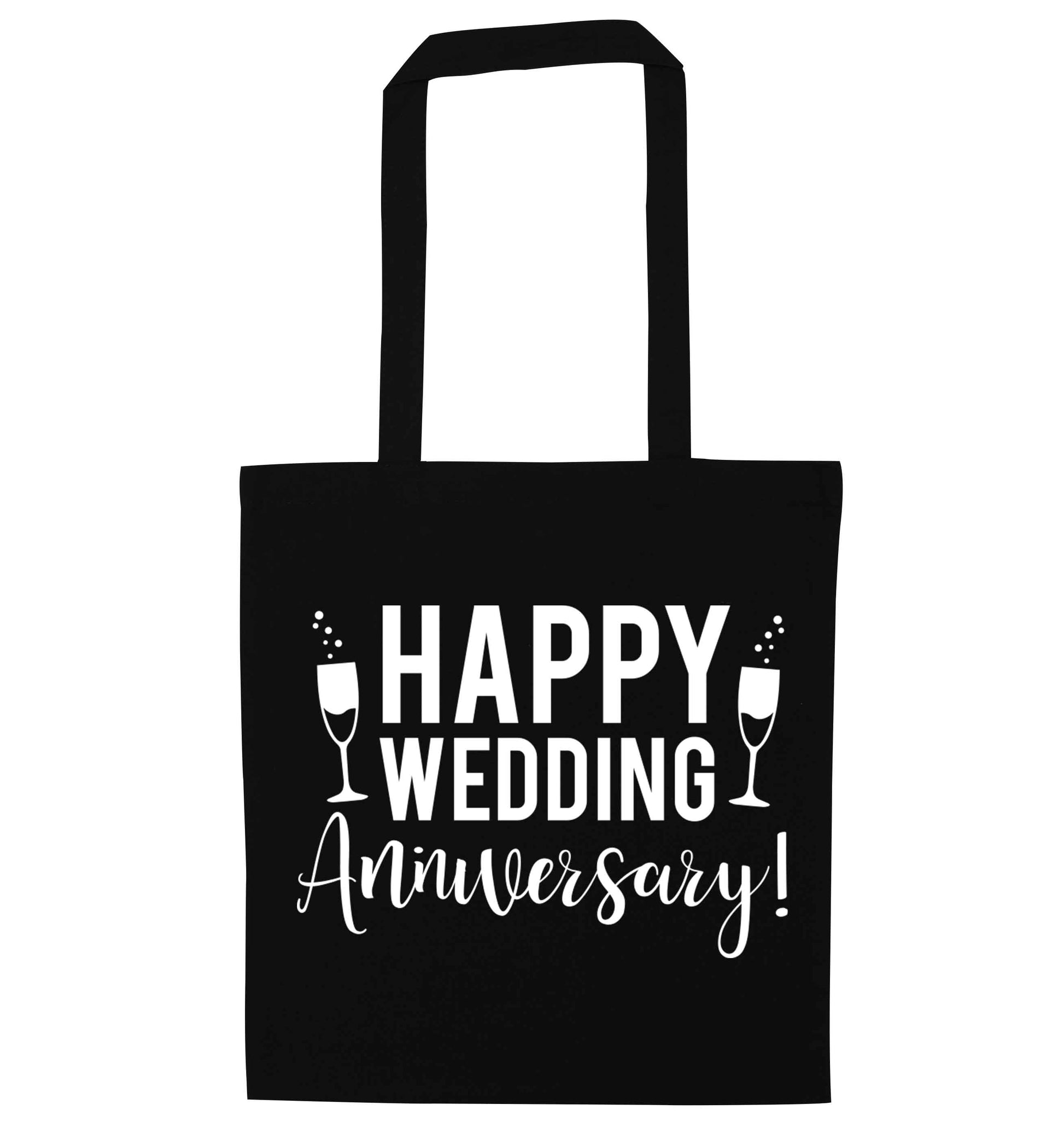 Happy wedding anniversary! black tote bag