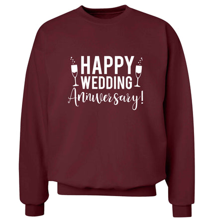 Happy wedding anniversary! adult's unisex maroon sweater 2XL
