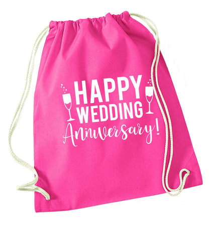 Happy wedding anniversary! pink drawstring bag