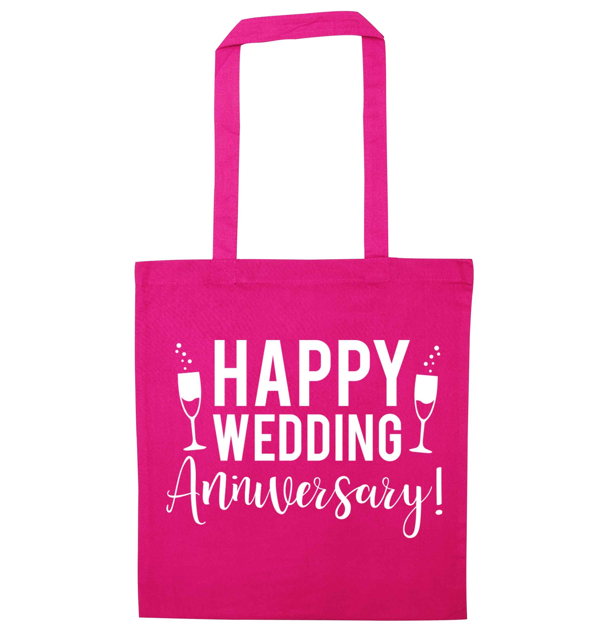 Happy wedding anniversary! pink tote bag