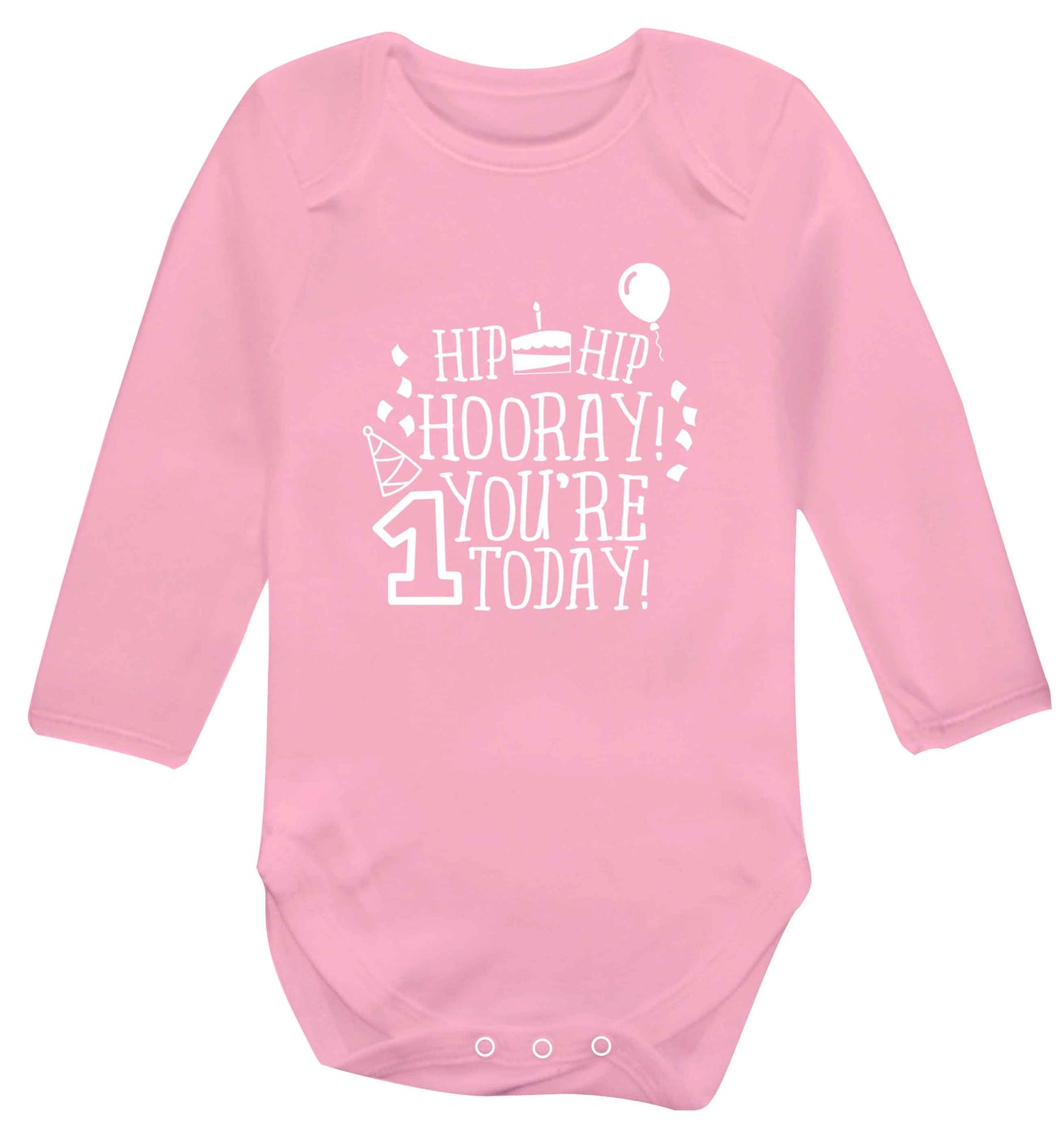 You're one today baby vest long sleeved pale pink 6-12 months