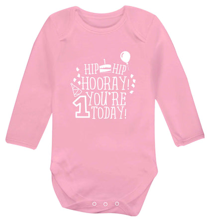 You're one today baby vest long sleeved pale pink 6-12 months