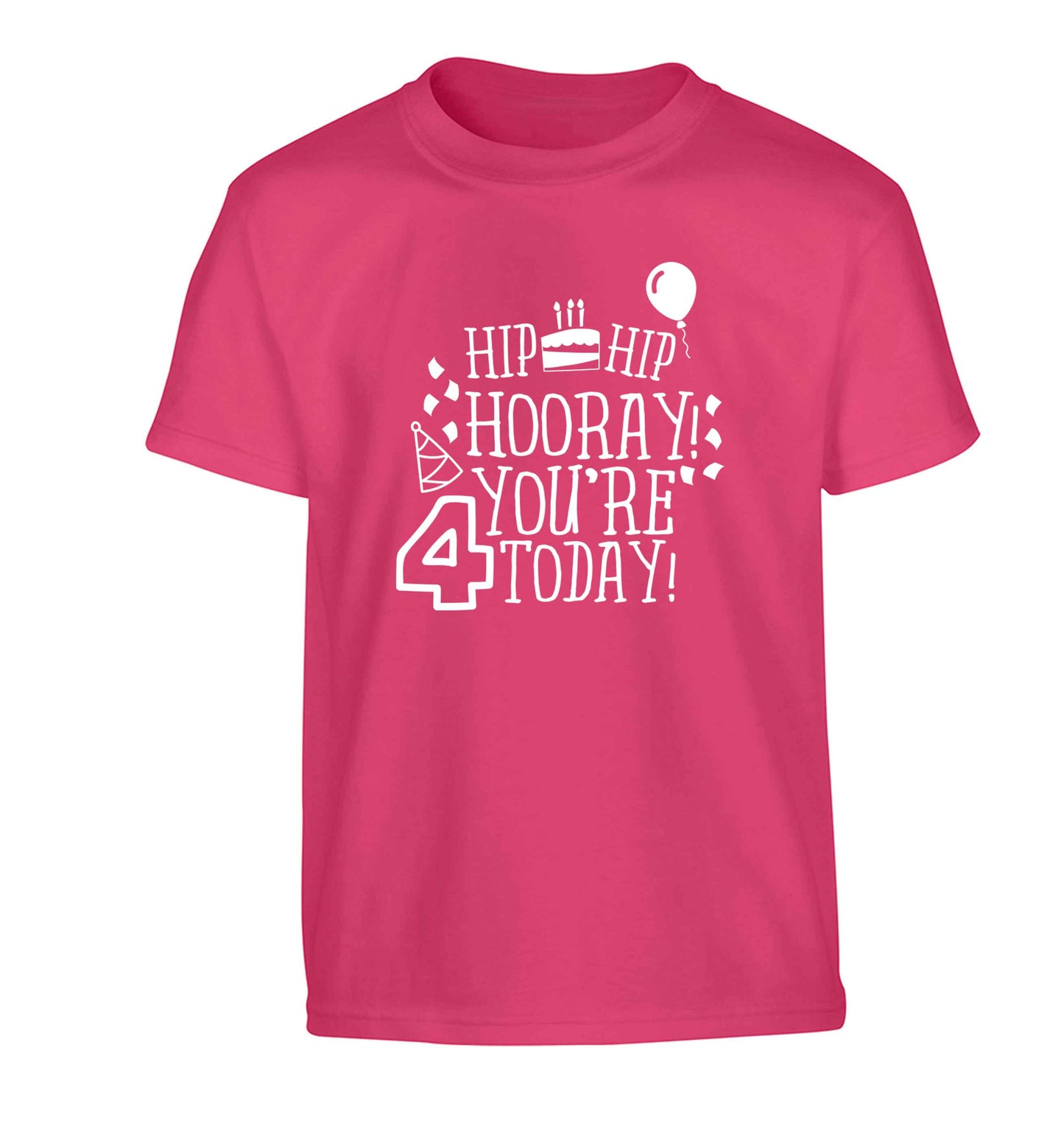 Hip hip hooray you're four today!Children's pink Tshirt 12-13 Years