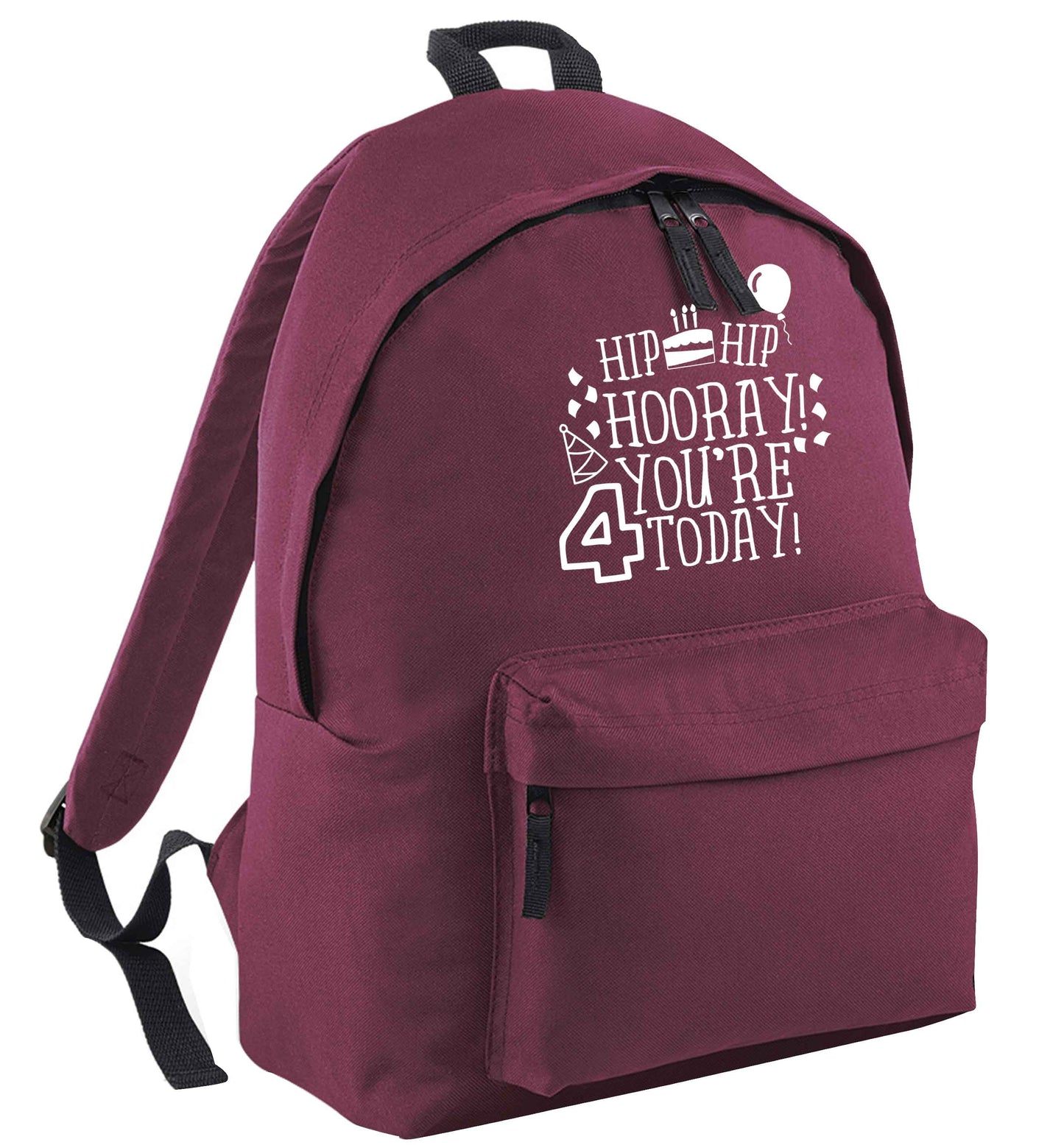Hip hip hooray you're four today!black adults backpack