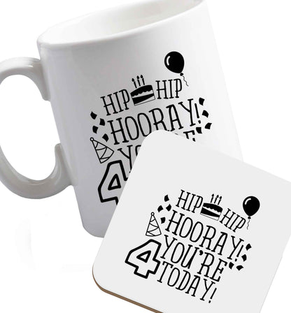 10 oz Favourite Type Pan Pancake ceramic mug and coaster set right handed