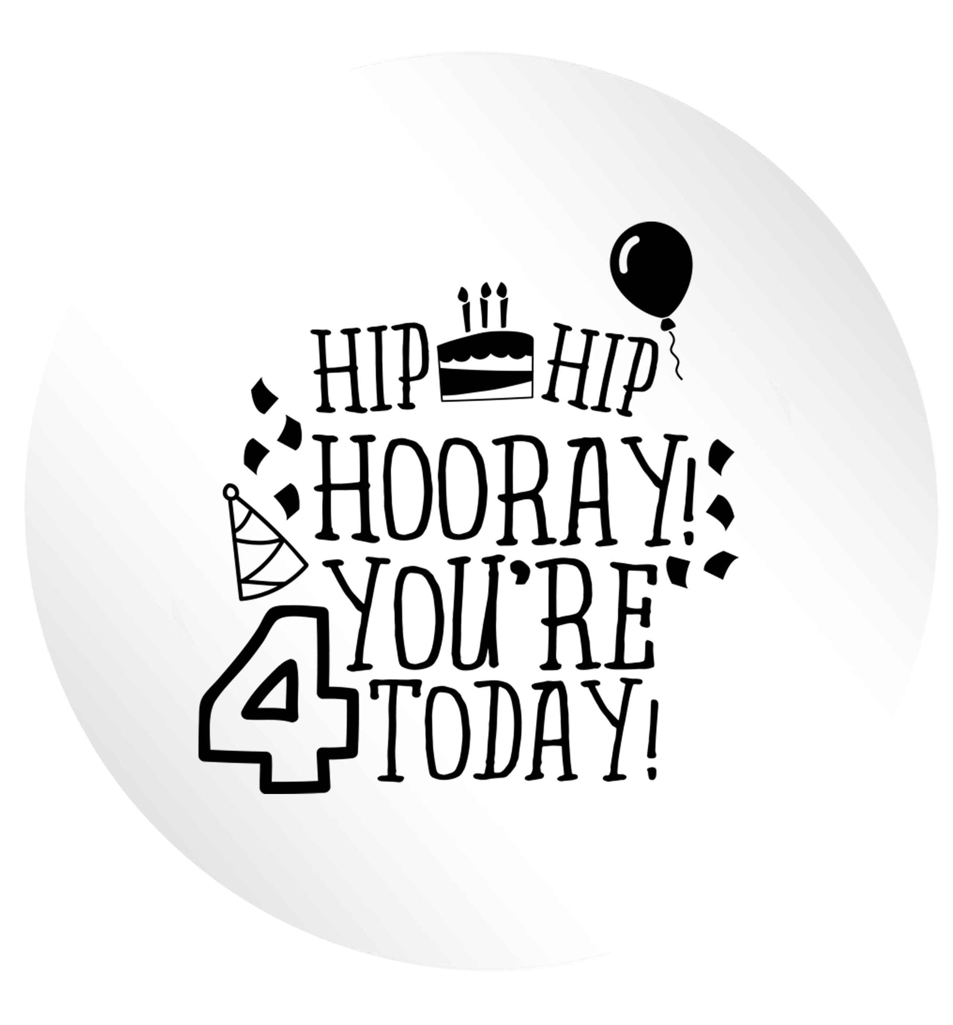 Hip hip hooray you're four today!24 @ 45mm matt circle stickers
