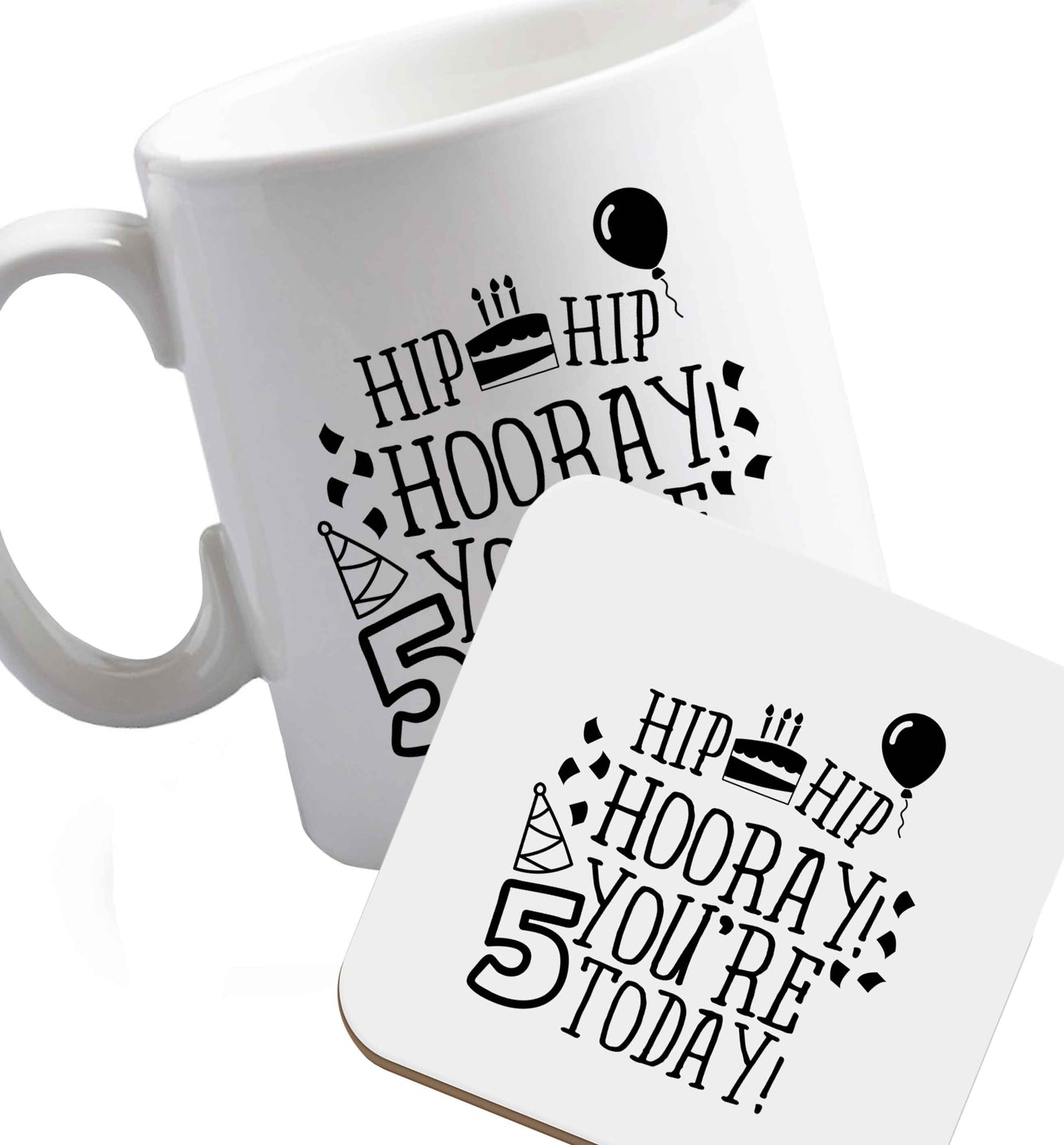 10 oz Favourite Type Pan Pancake ceramic mug and coaster set right handed