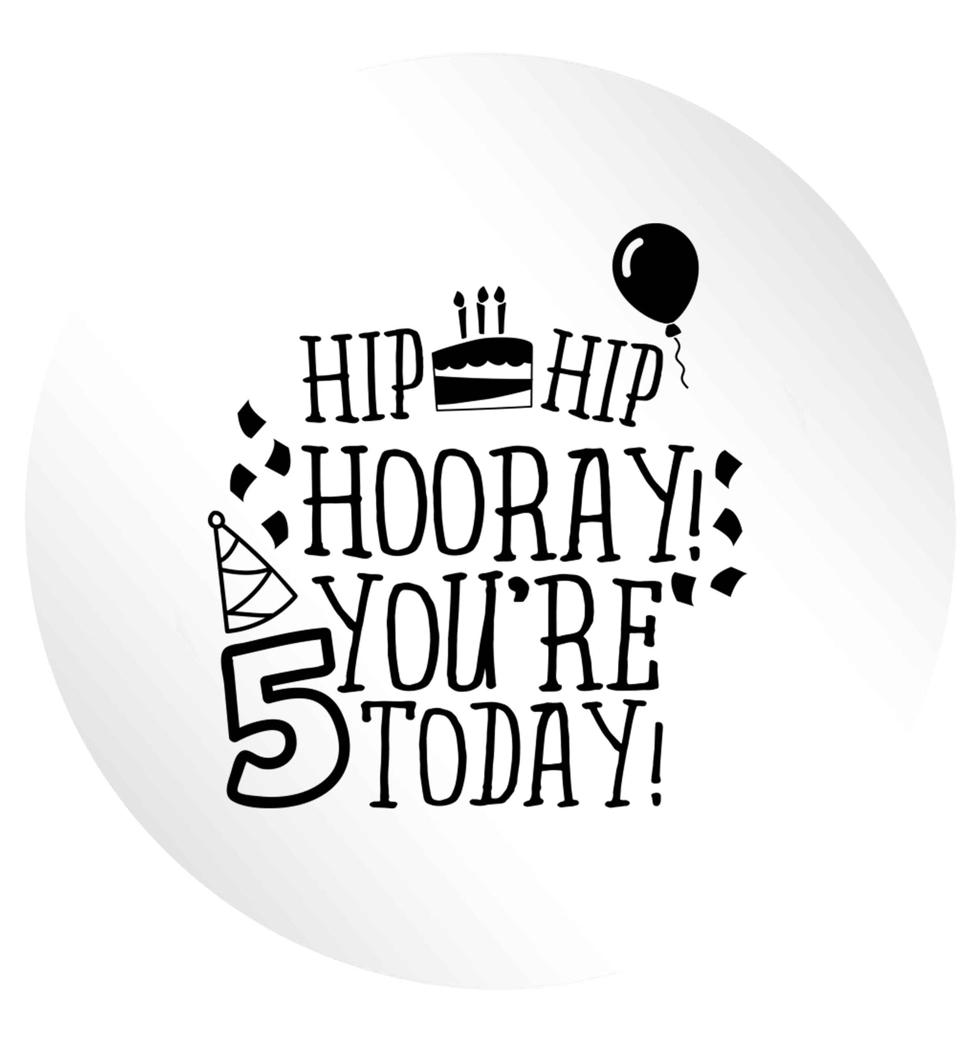 Hip hip hooray you're five today! 24 @ 45mm matt circle stickers