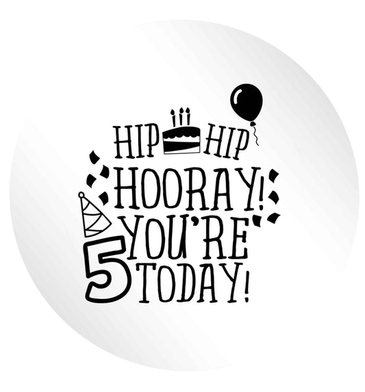 Hip hip hooray you're five today! 24 @ 45mm matt circle stickers