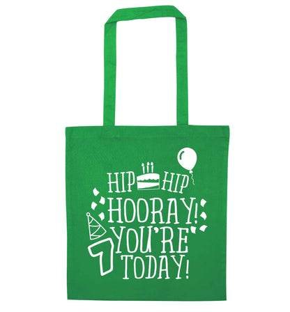 Hip hip hooray you're seven today! green tote bag