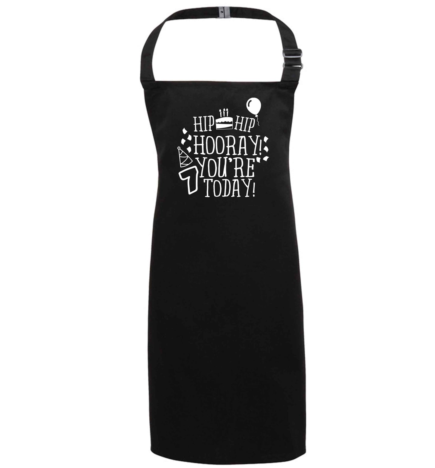 Hip hip hooray you're seven today! black apron 7-10 years
