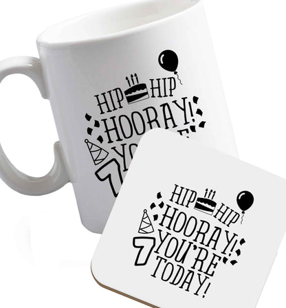 10 oz Favourite Type Pan Pancake ceramic mug and coaster set right handed