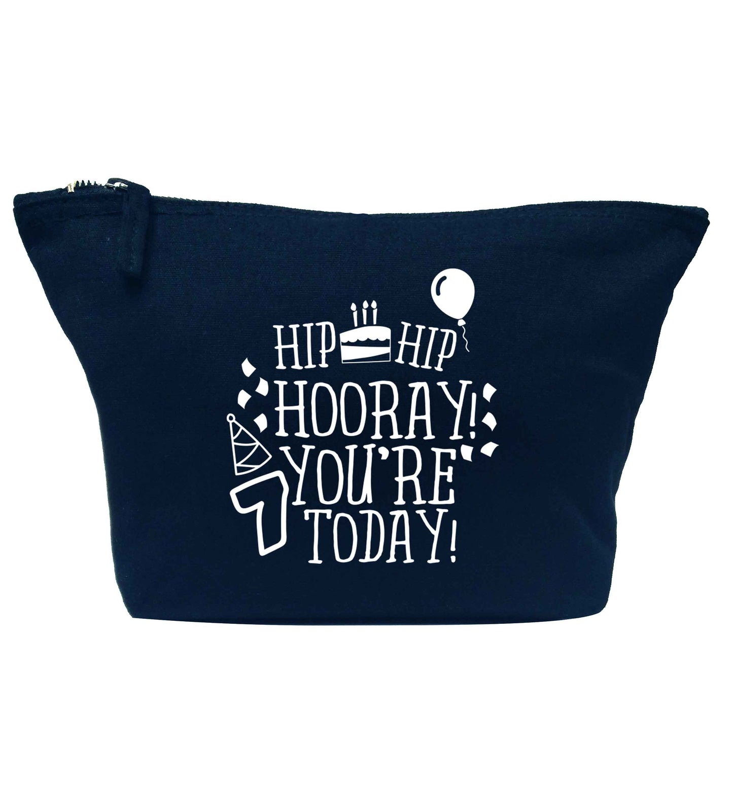 Hip hip hooray you're seven today! navy makeup bag
