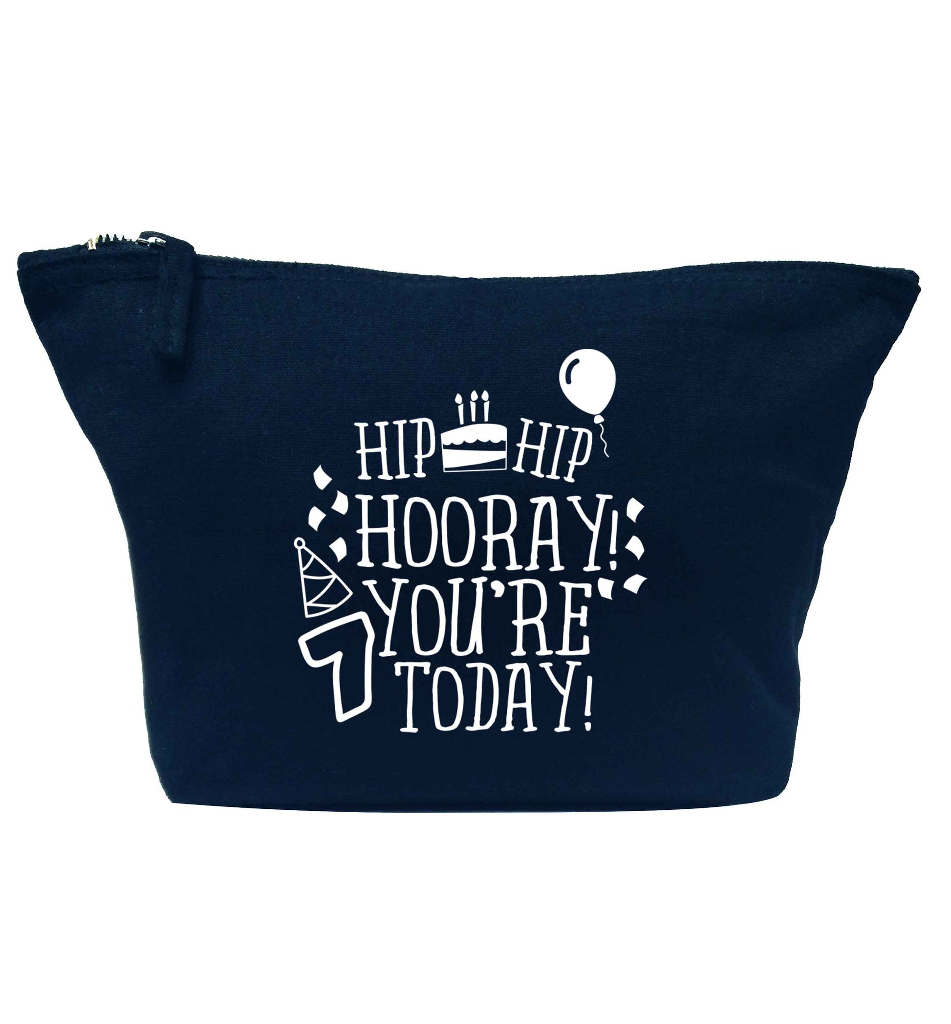 Hip hip hooray you're seven today! navy makeup bag