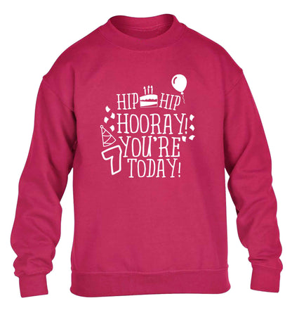 Hip hip hooray you're seven today! children's pink sweater 12-13 Years