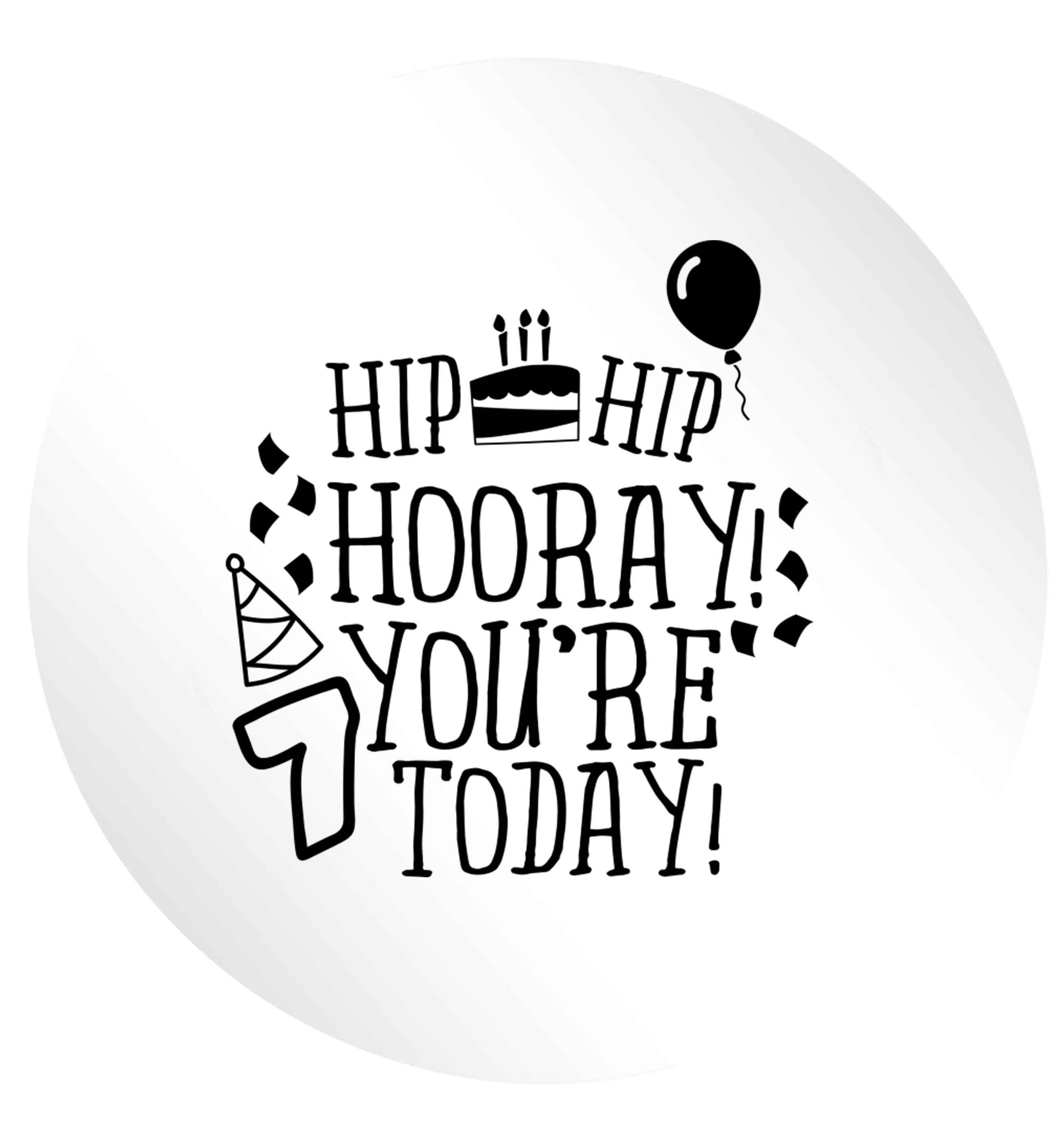 Hip hip hooray you're seven today! 24 @ 45mm matt circle stickers